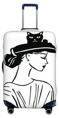 Produktbild von Elastische Gepäckhülle für Damen mit Katze, staubdicht und kratzfest, geeignet für 55,9 - 61 cm