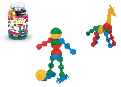 Zdjęcie produktu dla Klocki edukacyjne Funny Block, plastik, 58 sztuk, Wader, w plastikowym pudełku