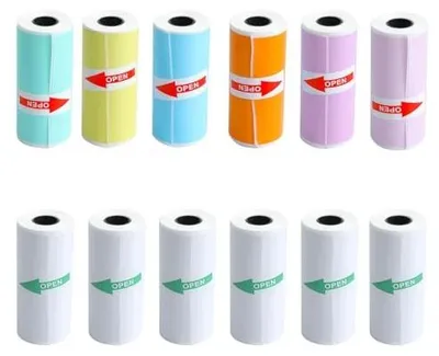 Zdjęcie produktu dla Papier termiczny do drukarki samoprzylepny etykiety zestaw 12 rolek