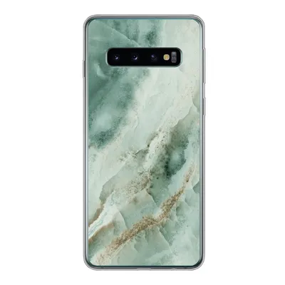 Produktbild von MuchoWow® Handyhülle Schutzhülle Hülle für Samsung Galaxy S10 Naturstein - Grün - Chic Silikon Softcase Handy Hülle - Handytasche