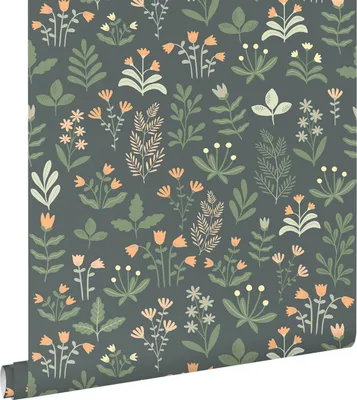 Obrázok produktu pre ESTAhome tapety pole kvety šedá zelená a oranžová 50 x 900 cm