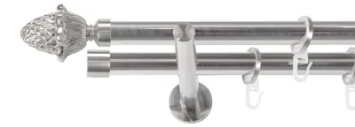 Produktbild von SN Deco Gardinenstange Nantes, 19 mm, 2-läufig, Stahl, Komplett-Set mit Ringen, Auflageträger, 480 cm, edelstahl optik