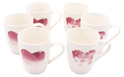 Zdjęcie produktu dla HOME ELEMENTS Kubek porcelanowy 6 sztuk, serce, 340 ml