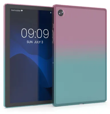 Produktbild von kwmobile Schutzhülle kompatibel mit Samsung Galaxy Tab A8 10.5 (2021) - Hülle Silikon - Tablet Cover Case - Zwei Farben Pink Blau Transparent