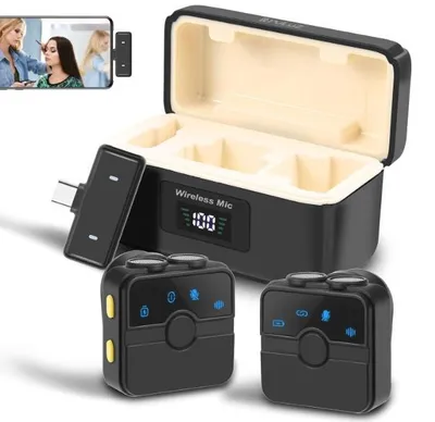 Zdjęcie produktu dla 2x Mikrofon Krawatowy PULUZ WS300 USB-C ANDROID iOS iPhone 15 16 17 + ETUI