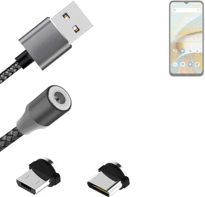Produktbild von K-S-Trade Hochwertiges Magnet-Lade-kabel Sync-Kabel Daten-Kabel kompatibel mit UMIDIGI G3 mit USB-Typ-C-Anschluss und Micro-USB-Anschluss 2A bis zu