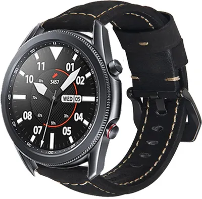 Produktbild von Strap-it Samsung Galaxy Watch 3 45mm Lederarmband (Schwarz)