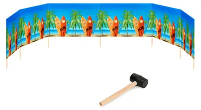 Image de Brise-vent et brise-vue Garronda pour plage, 8 m de long, avec marteau en caoutchouc GAEX001