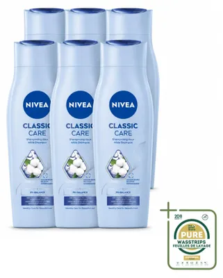 Image de 6 flacons de shampooing NIVEA Classic Care - 250 ml - Lot de 6