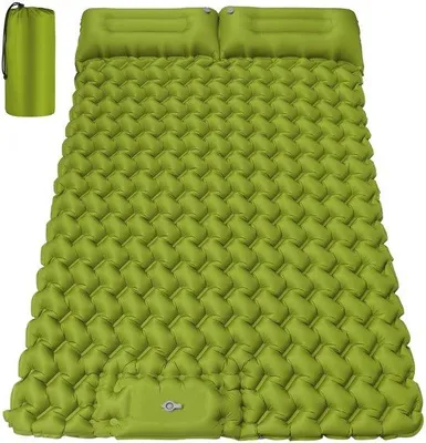 Image de Matelas de sol gonflable auto-gonflant Unyqoos® pour 2 personnes, dimensions 200 x 130 cm – Coussin de confort de 17 cm, 7 couches en TPU, 1,7 kg, pompe à pied
