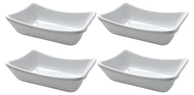 Produktbild von 4x Dipschalen Melamin Set Weiß 756 Snackschale Servierschale Klein Mini Saucenschälchen Soja
