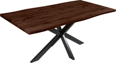 Produktbild von Esstisch Baumkante Holz-Optik Nussbaum 180 x 90 Spider-Gestell schwarz JOSY