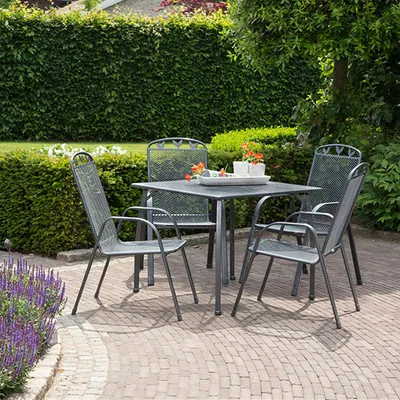 Produktbild von greemotion Gartenmöbelset Toulouse 5-teilig Gartenset Metall grau wetterfest