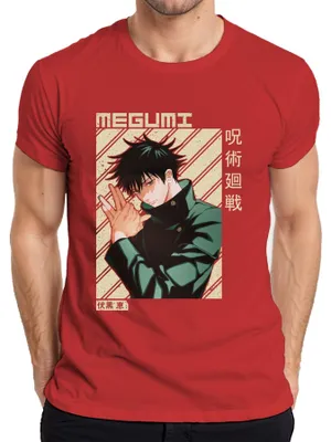 Zdjęcie produktu dla Koszulka męska Megumi Fushiguro Jujutsu Kaisen Shikigami gloomy Otaku Gift, czerwony, M