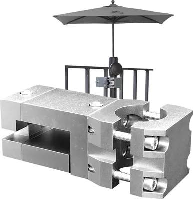 Imagen del producto de Soporte para parasol para farola de balcón cuadrada, de aluminio, color gris claro, con un diámetro de 38 mm, ideal para balcones y jardines