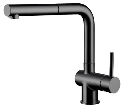 Produktbild von AquaCucina 45001-S Armatur LAGO S in SCHWARZ matt mit ausziehbarem Auslauf / Küchenarmatur / Einhebelmischer