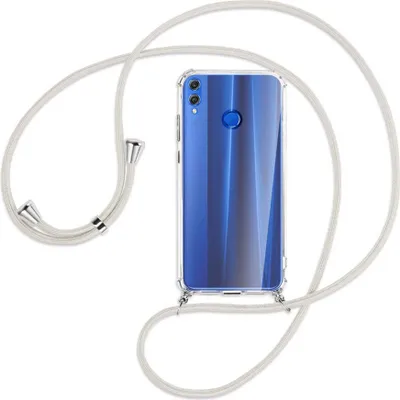 Produktbild von Handykette Backcover-Schutzhülle mit Band (Metall silberfarben) für Honor 8X - broken white