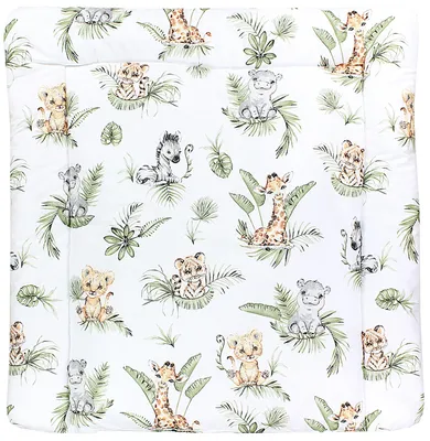 Produktbild von TupTam Baby Wickeltischauflage mit Baumwollbezug Gemustert, Farbe: Safari / Löwe / Braun / Blätter / Grün, Größe: 75 x 85 cm