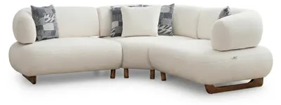 Productafbeelding van Modulair hoekbank, L-vormig, beige en wit, woonkamerbank, modern