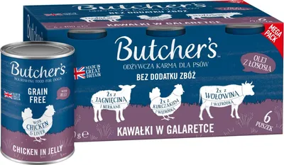 Produktbild von Comida húmeda Butcher's Original Recipe in Jelly mix smakow z wątrobką lub nerkami