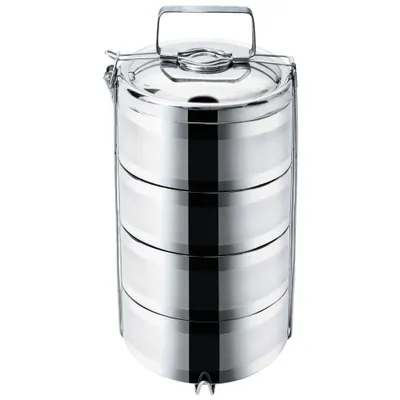 Image de ORION Récipients alimentaires portables en acier Récipients thermiques Batterie de cuisine 4 étages 4x1,1l