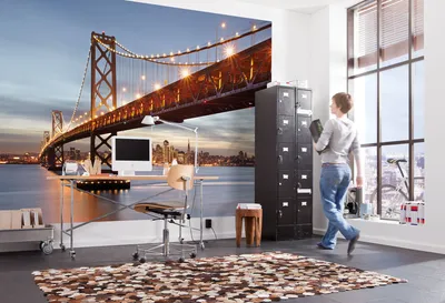 Zdjęcie produktu dla Fototapeta ścienna Komar "Bay Bridge", brązowy/niebieski/kolorowy, 368 x 254 cm