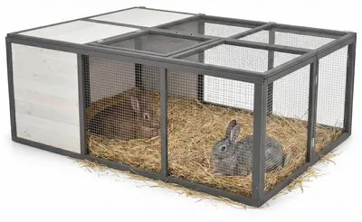 Produktbild von Mucola Freigehege faltbar Freilaufgehege Hasen Käfig Kaninchen Freilauf Meerschweinchen Gehege Kleintierstall Hasenstall - Weiß / Grau
