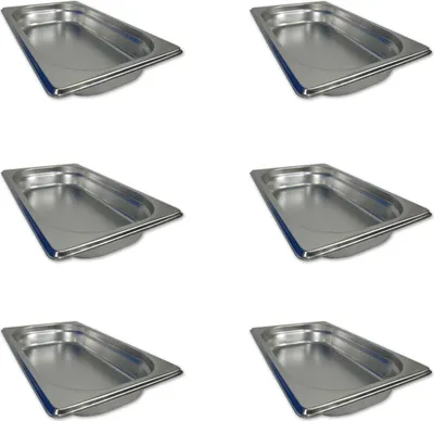 Produktbild von AcMax 6 Stück GN 1/4 Gastronormbehälter GN-Behälter Edelstahl 0,5 Liter Tiefe 20mm Gastronorm