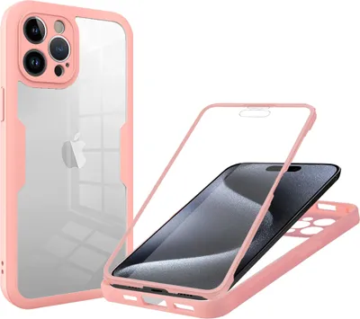 Image de Coque pour iPhone 15 Pro, protection complète à 360° avec protecteur d'écran intégré Rose