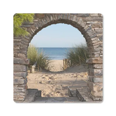 Produktbild von MuchoWow® Mauspad Mousepad Aussicht - Strand - Düne - Pflanzen 20x20 cm - Mousepads - Maus Mat - Pad - Mausunterlage - Desk Mat - Bureauartikeln