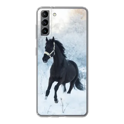 Produktbild von MuchoWow® Handyhülle Schutzhülle Hülle für Samsung Galaxy S21 Plus Pferd - Schnee - Wald Silikon Softcase Handy Hülle - Handy-Tasche