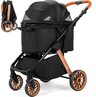Obrázok produktu pre Skladací psí vozík BNDC-307-1, vhodný pre psov do 25 kg, čierny