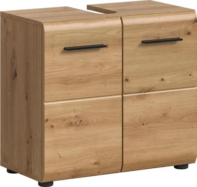 Produktbild von Badezimmer Waschbeckenunterschrank mit 60 cm Breite in Eiche, 2 Türen - IGGESUND-158