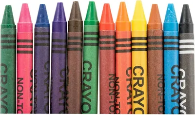 A row of colorful crayons.