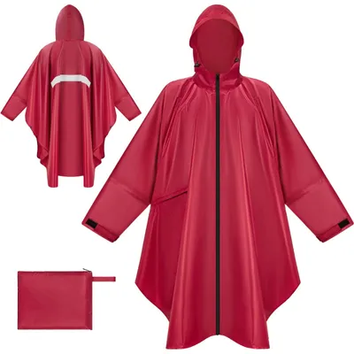 Immagine prodotto di Elzusha - Impermeabile antipioggia, modello poncho, con zip e cappuccio, adatto sia per uomo che per donna