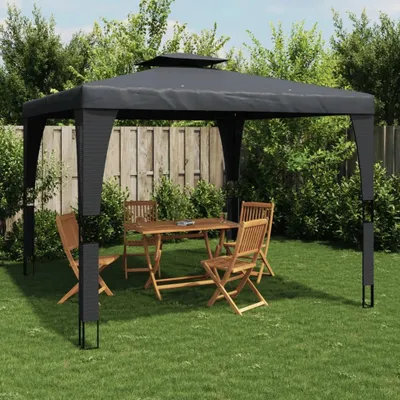 Produktbild von Eleganten-Stil Pavillon mit Doppeldach Anthrazit 3,98x2,98 m Stahl - Pavillons & Partyzelte Hommie5098912 1parcel