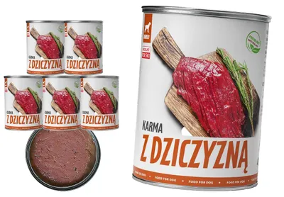 Obrázek produktu pro TufTuf | Krmivo pro psy – zvěřina – sada 6 plechovek po 400 g – krmivo ze zvěřiny pro psy