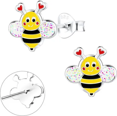 Produktbild von Kinder Ohrstecker Biene: Bunte Ohrringe Silber 925