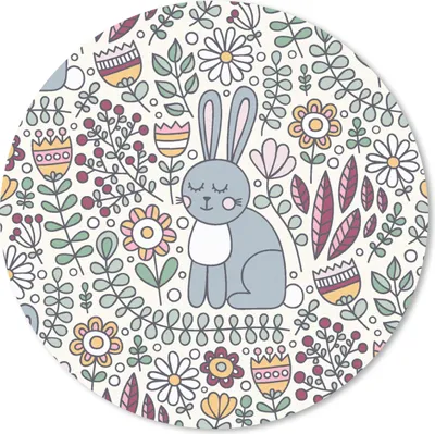 Produktbild von MuchoWow® Mauspad Mousepad Kaninchen - Blumen - Regenbogen - Kinder - Design 50x50 cm - Mousepads - Maus Mat - Pad - Mausunterlage - Vinyl