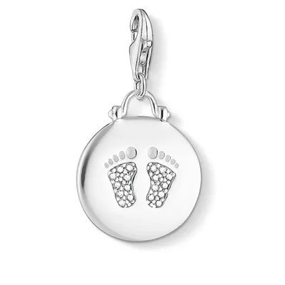 Produktbild von Thomas Sabo Anhänger Charm-Club Coin Baby Fußabdruck 925 Sterling Silber Zirkonia Weiß 1692-051-14
