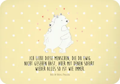 Produktbild von Mr. & Mrs. Panda magnet Eisbär Umarmen - Gelb Pastell - Geschenk, Kühlschrankmagnet, holzmagnet, Lustige Sprüche, haftmagnet, rechteckmagnet, Notizhalter