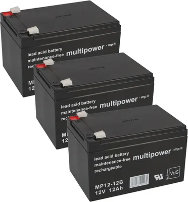 Produktbild von 3x 12V 12Ah BLEI AKKU BATTERIE für ELEKTROFAHRRAD ELEKTROSCOOTER E-BIKE USV MP