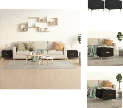 Imagen del producto de vidaXL: Juego de 2 mesas auxiliares, color , 50x50x40 cm, fabricadas en material de madera. - Mesas auxiliares