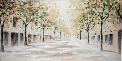 Obrázok produktu pre GILDE Maľba "La Rambla" biela/zelená/krémová, na plátne, v.70 cm, 38356
