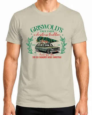 Imagen del producto de Camiseta para hombre, diseño "Griswold's Tree Farm Christmas Tradition", temática navideña, color: natural, talla XL