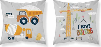 Produktbild von Kissenbezug, Baumwoll-Kinderkissenbezug 40x40 psba 0050a Baumaschinen