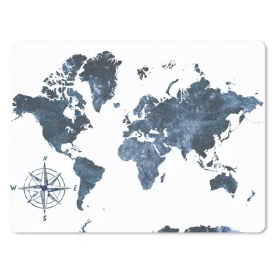 Produktbild von MuchoWow® Mauspad Mousepad Weltkarte - Blau - Weiß 40x30 cm - Mousepads - Maus Mat - Pad - Mausunterlage - Anti Rutsch