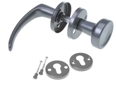 Produktbild von Aqbau® Türdrücker mit Türknopf & rosette PZ | Knopfdrücker | Türknauf | Knauf - Graphit