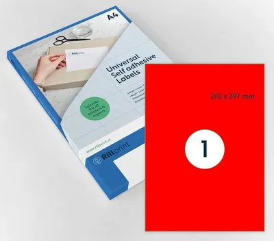Produktbild von Rillprint – Etikett 210 x 297 mm, Fluorrot, 100 Etiketten