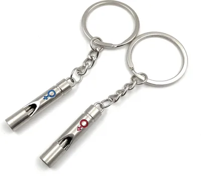Productafbeelding van Onwomania Partner Fluit, fluitje, triller, sleutelhanger, metalen geluksbringer in een aluminium cadeauverpakking, ideaal om cadeau te geven